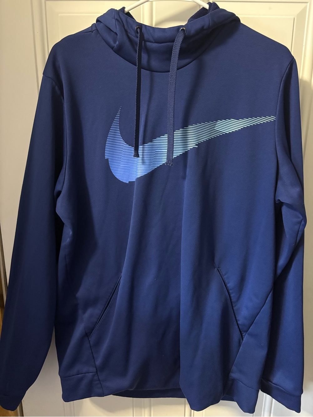 Nike Navy Blue Pullover Hoodie with Gradient Swoosh